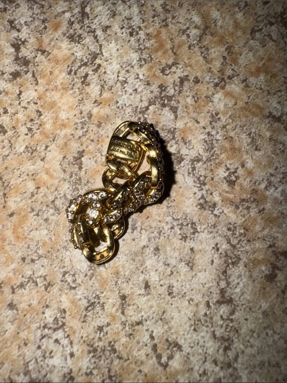 Pandora Gold Tone Crystal Chain Link Ring